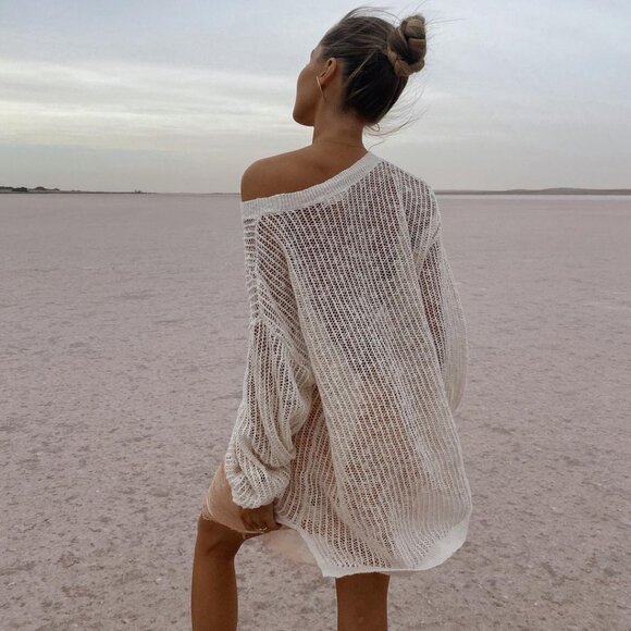 Spell Sweaters - SPELL Willow Oversized Jumper BNWT lightweight cover-up sweater ivory knit FSOT